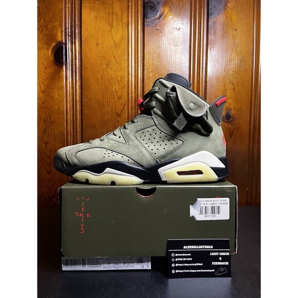 Jordan 6 Travis Scott Olive Green Cactus Jack  Size 9.5 Men (CN1084-200)  OG All main image 9